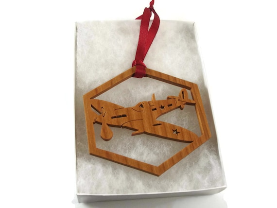 Military Airplane Christmas Ornament Handmade From Cherry Wood By KevsKrafts