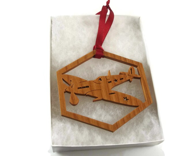 Military Airplane Christmas Ornament Handmade From Cherry Wood By KevsKrafts