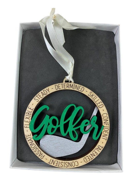 Golfer Christmas Ornament Gift Laser Engrave And Hand Painted