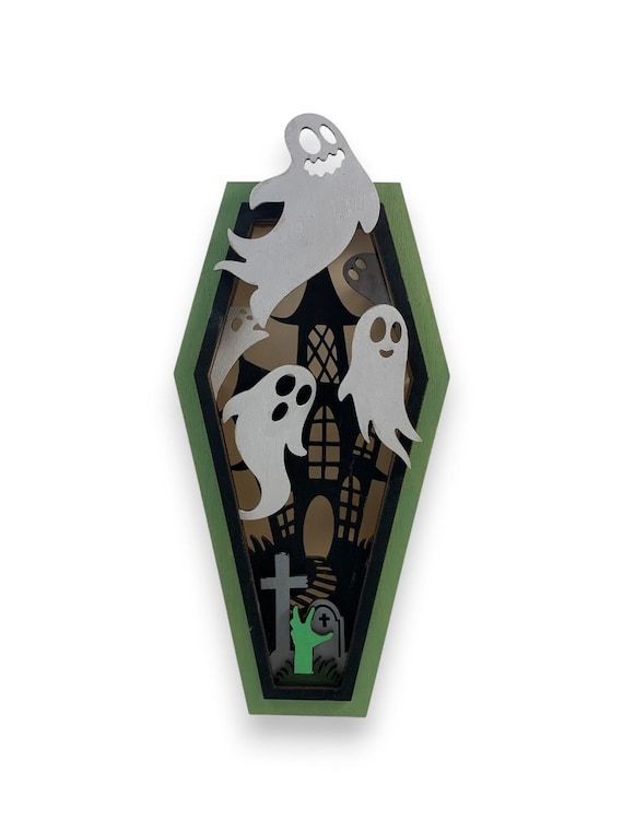 Halloween Coffin Spooky Ghost Castle Lantern With Tea Light and DYI Options