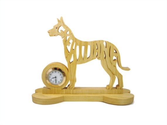 Great Dane Quartz Desk Clock Handmade From Poplar