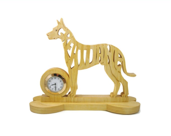 Great Dane Quartz Desk Clock Handmade From Poplar
