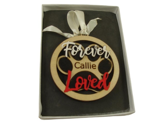 Personalized Pet Memorial Ornament Laser Engraved And Hand Painted Forever Loved