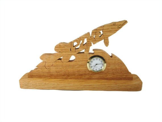 Pike Fish Desk Or Shelf Clock Handmade From Oak Wood By KevsKrafts
