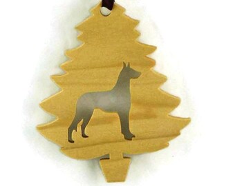 Handmade Poplar Wood Dane Christmas Ornament