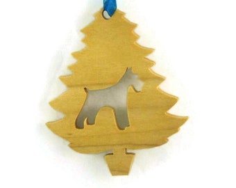 Schnauzer Christmas Ornament Handmade From Poplar Wood