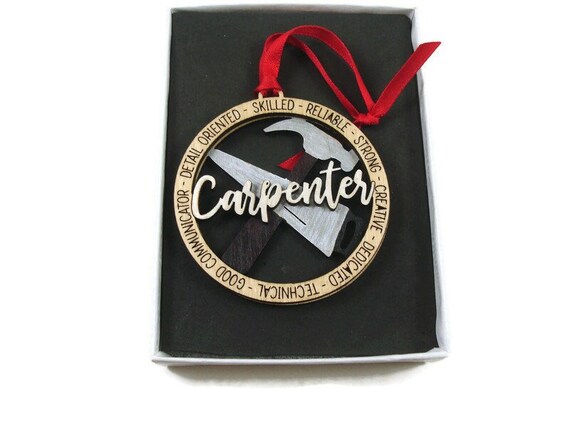 Carpenter Christmas Ornament Laser Engraved And Hand Painted