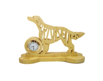 Irish Setter Quartz Desk Clock Handmade From Poplar