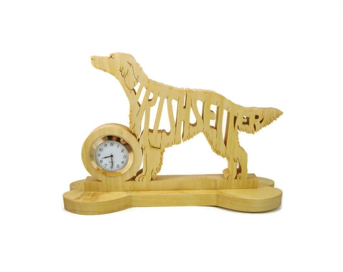 Irish Setter Quartz Desk Clock Handmade From Poplar