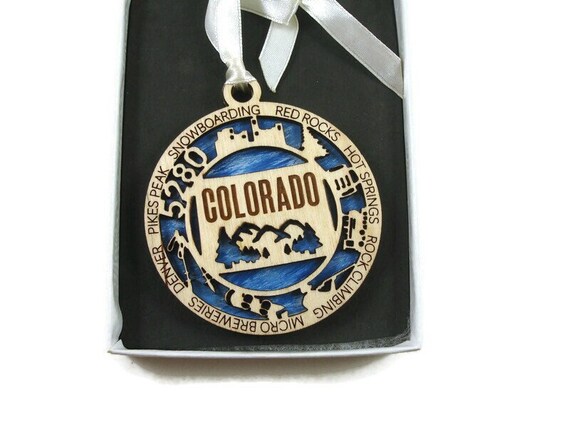 Colorado State Christmas Ornament Laser Engraved And Hand Painted