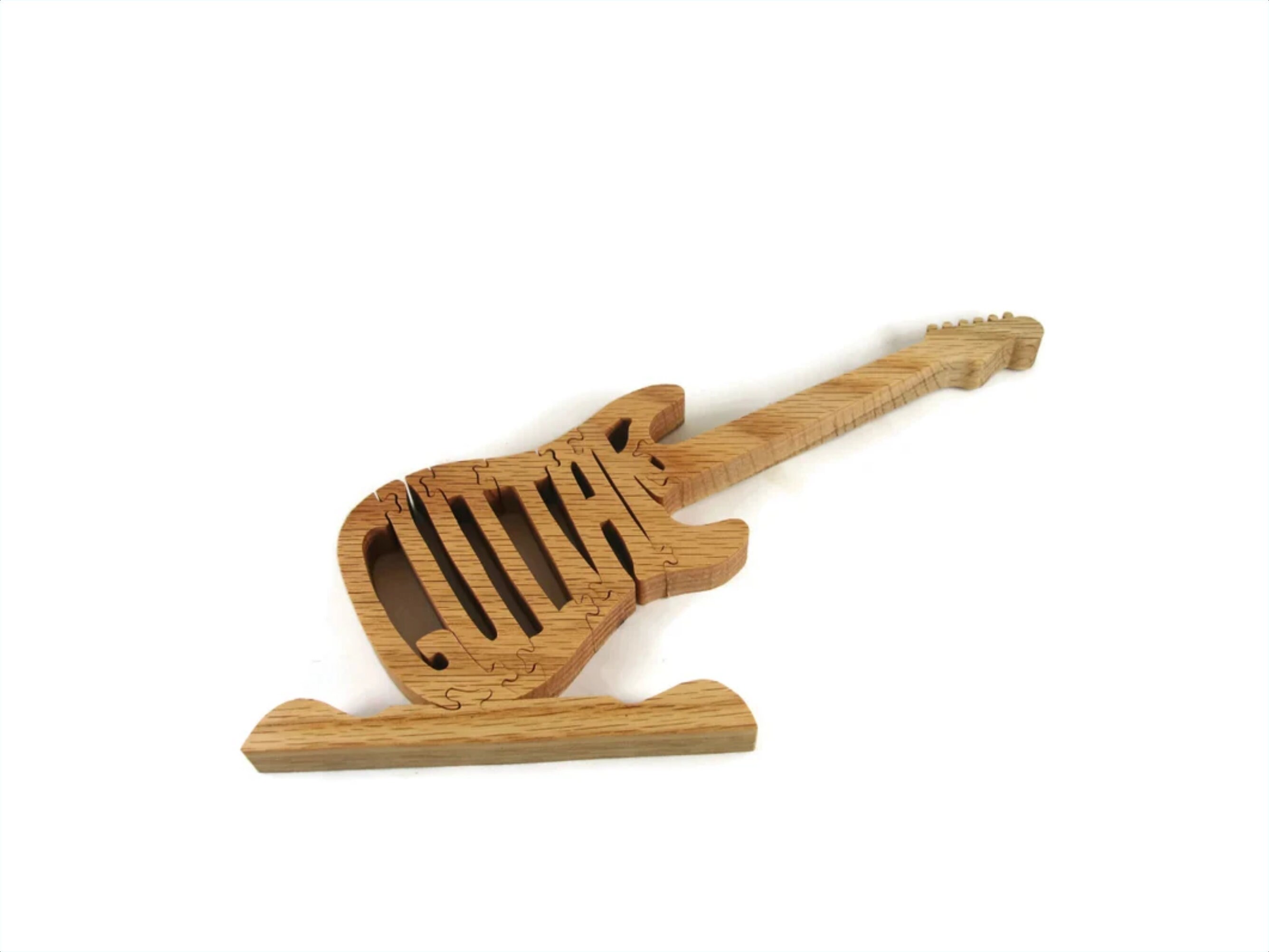 Wooden Guitar Jigsaw Puzzle Handcrafted From Oak Wood by