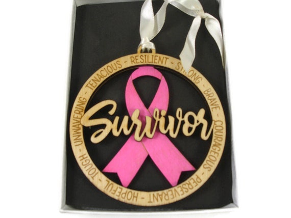 Breast Cancer Survivor Christmas Ornament Laser Engraved From Birch