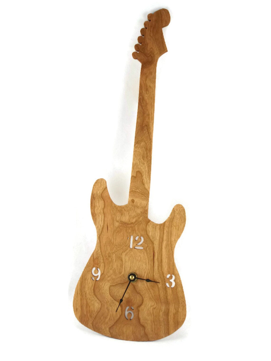 Guitar Wall Hanging Clock Handmade From Cherry Wood Fender Etsy