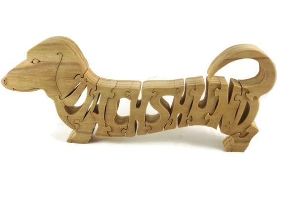 Dachshund Wood Puzzle Handcrafted From Poplar Wood By KevsKrafts