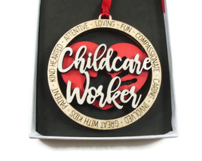Childcare Worker Christmas Ornament Laser Engraved And Hand Painted