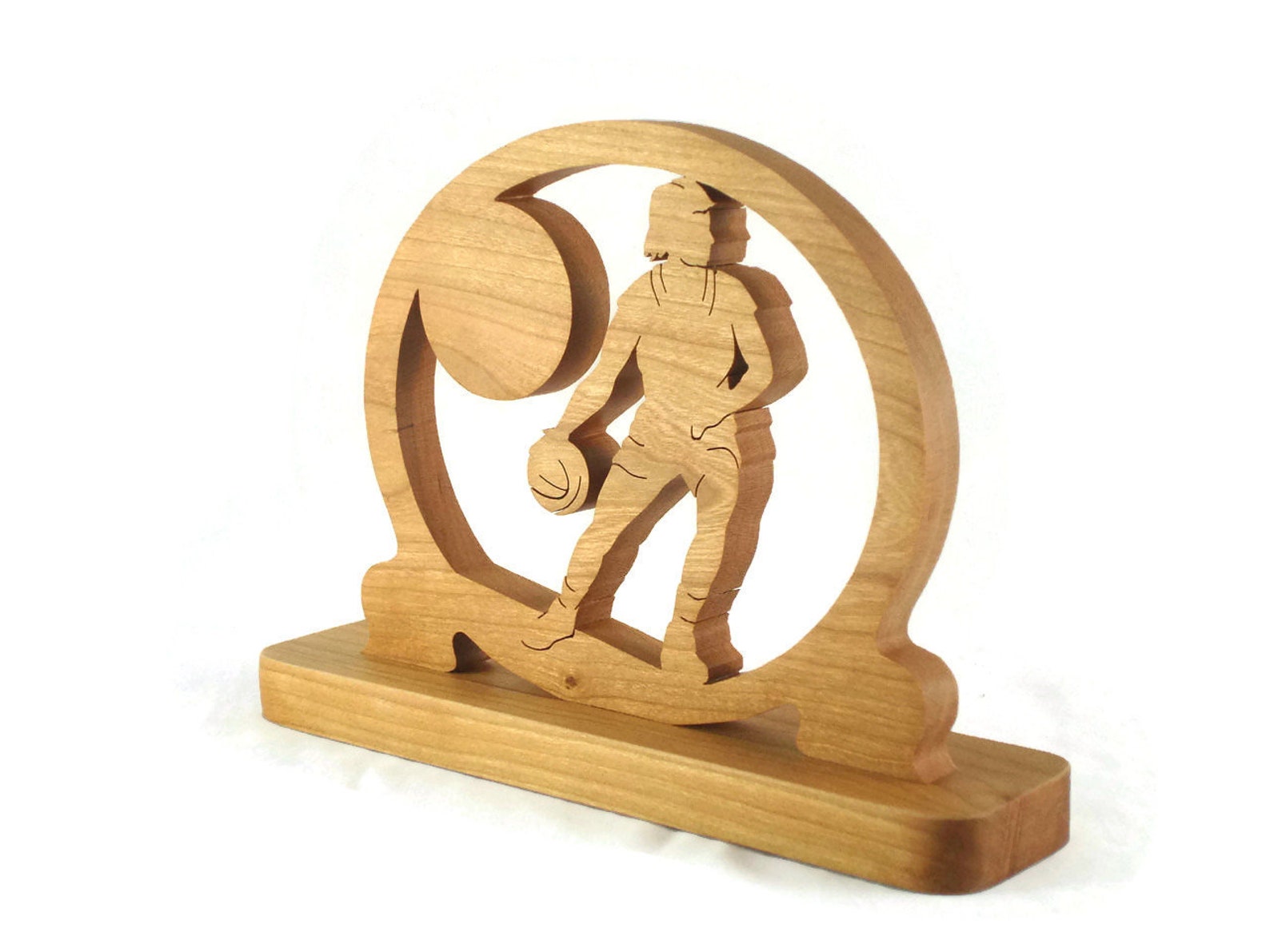 Basketball Desk Clock Handcrafted From Cherry Wood NFB1 Etsy