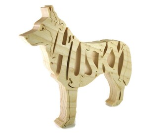 Husky Dog Wood Puzzle Handmade From Poplar Hardwood By KevsKrafts