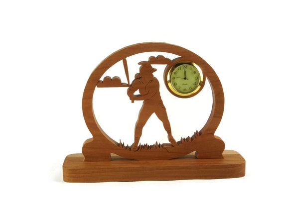 BaseBall Desk Clock Handcrafted From Cherry Wood By KevsKrafts NFB-1
