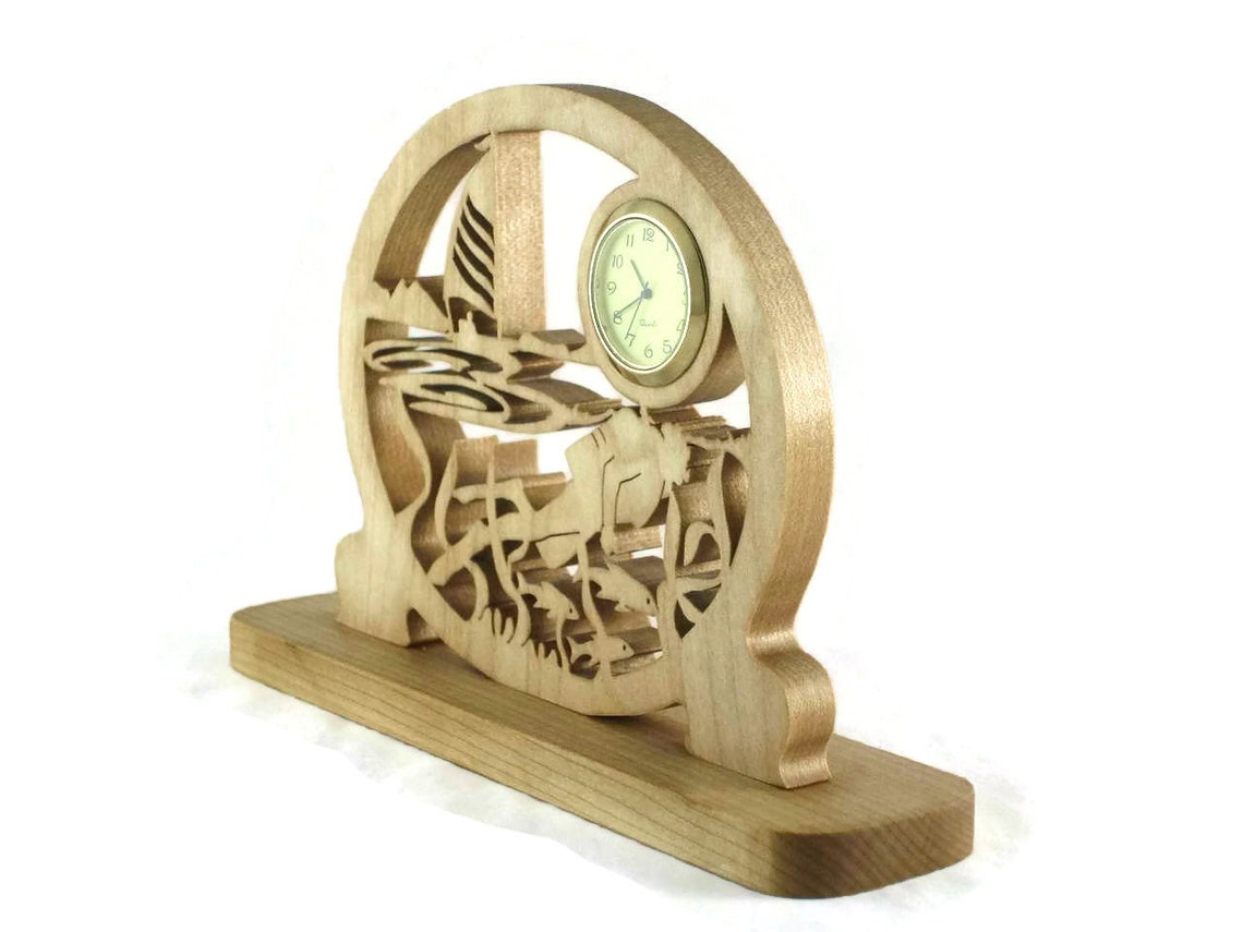 Scuba Diver and Sailing Scene Desk or Shelf Clock Handmade Etsy