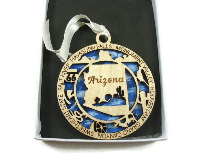 Arizona State Christmas Ornament Laser Engraved And Hand Painted