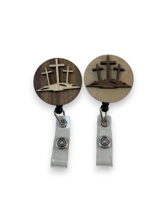 Badge Reels with Three Crosses, Retractable ID Holder with Alligator Swivel Clip