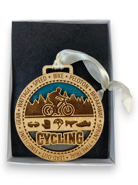 Cycling Ornament, Bicycle Theme with Gear and Equipment Icons