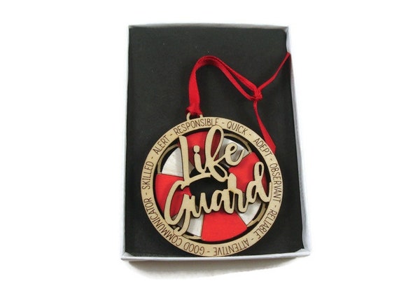 Lifeguard Christmas Ornament Laser Engraved And Hand Painted