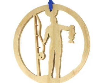 Catch Of The Day Fishing Christmas Ornament Handmade From Birch Plywood, NB-4-1