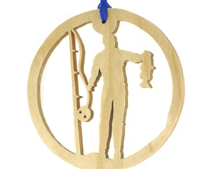 Catch Of The Day Fishing Christmas Ornament Handmade From Birch Plywood, NB-4-1
