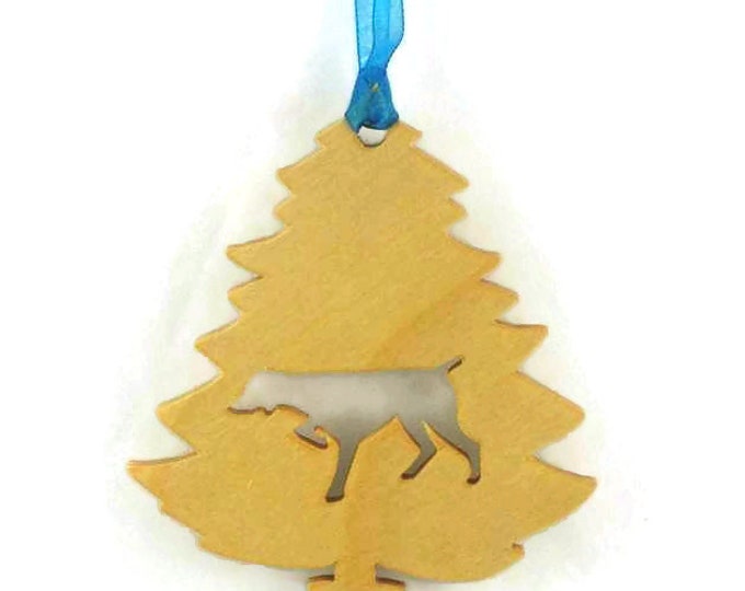Pointer Dog Christmas Tree Ornament Handcrafted From Poplar Wood