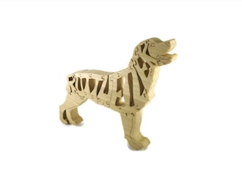 Rottweiler Wood Scroll Saw Puzzle Handmade From Poplar Hardwood