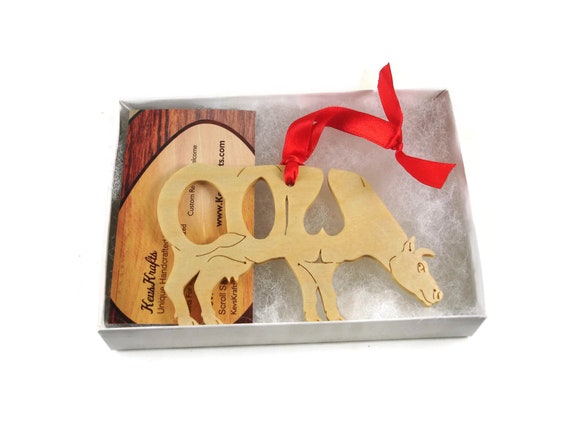 Cow Christmas Ornament Handmade From Birch Wood By KevsKrafts