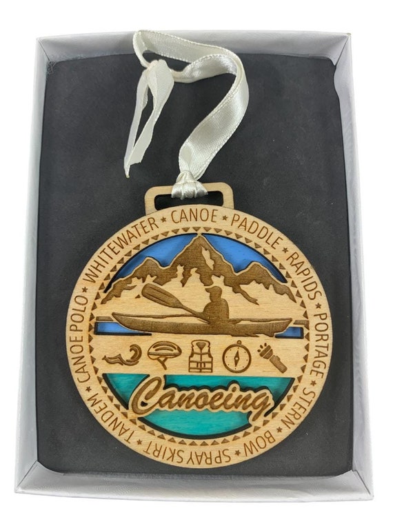 Canoeing Laser Engraved Christmas Ornament