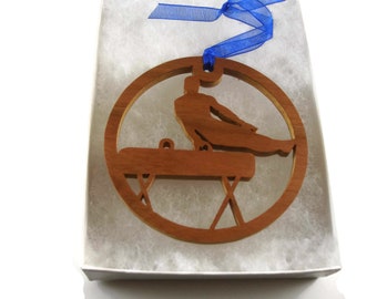 Gymnastics Or Gymnast Christmas Ornament Handmade From Cherry Wood By KevsKrafts