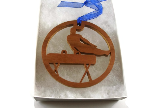 Gymnastics Or Gymnast Christmas Ornament Handmade From Cherry Wood By KevsKrafts