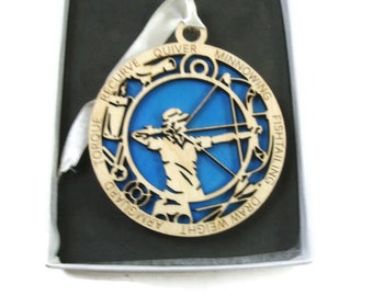 Female Archery Bow Hunter Christmas Ornament Laser Engraved And Hand Painted