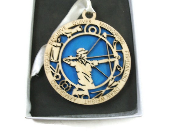 Female Archery Bow Hunter Christmas Ornament Laser Engraved And Hand Painted