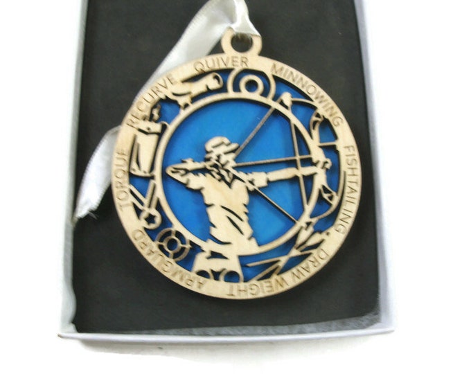 Female Archery Bow Hunter Christmas Ornament Laser Engraved And Hand Painted