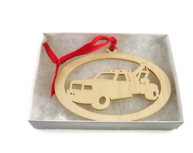 Wrecker Or Tow Truck Christmas Ornament Handmade From Birch Wood By KevsKrafts BN-10
