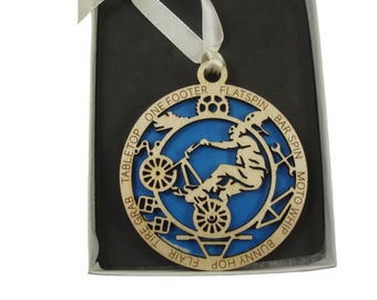 Boy BMX Bike Rider Ornament Laser Engraved From Birch Wood