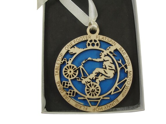 Boy BMX Bike Rider Ornament Laser Engraved From Birch Wood