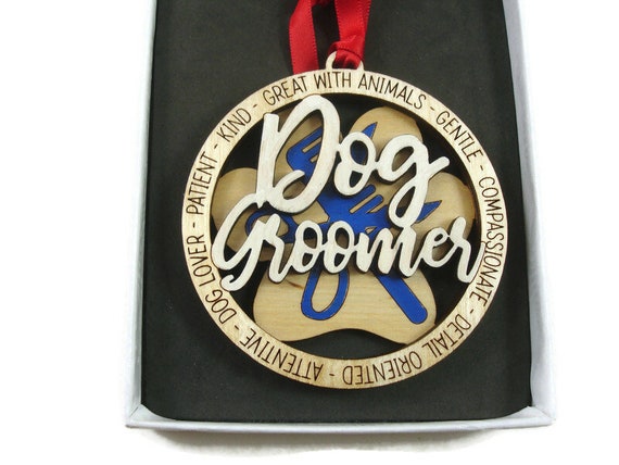 Dog Groomer Christmas Ornament Laser Engraved Hand Painted
