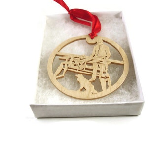 Woodworker and Dog Christmas Ornament Handmade from Birch Wood By KevsKrafts BN-13LB image 3