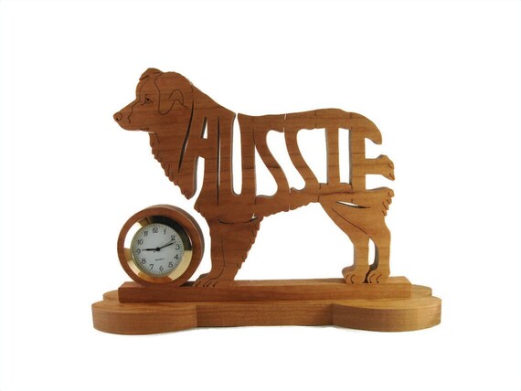 Aussie Dog Quartz Desk Clock Cut By Hand From Cherry Lumber