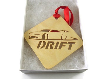 Drift Car Drifting Racing Christmas Ornament Handmade From Birch Wood By KevsKrafts BN-15