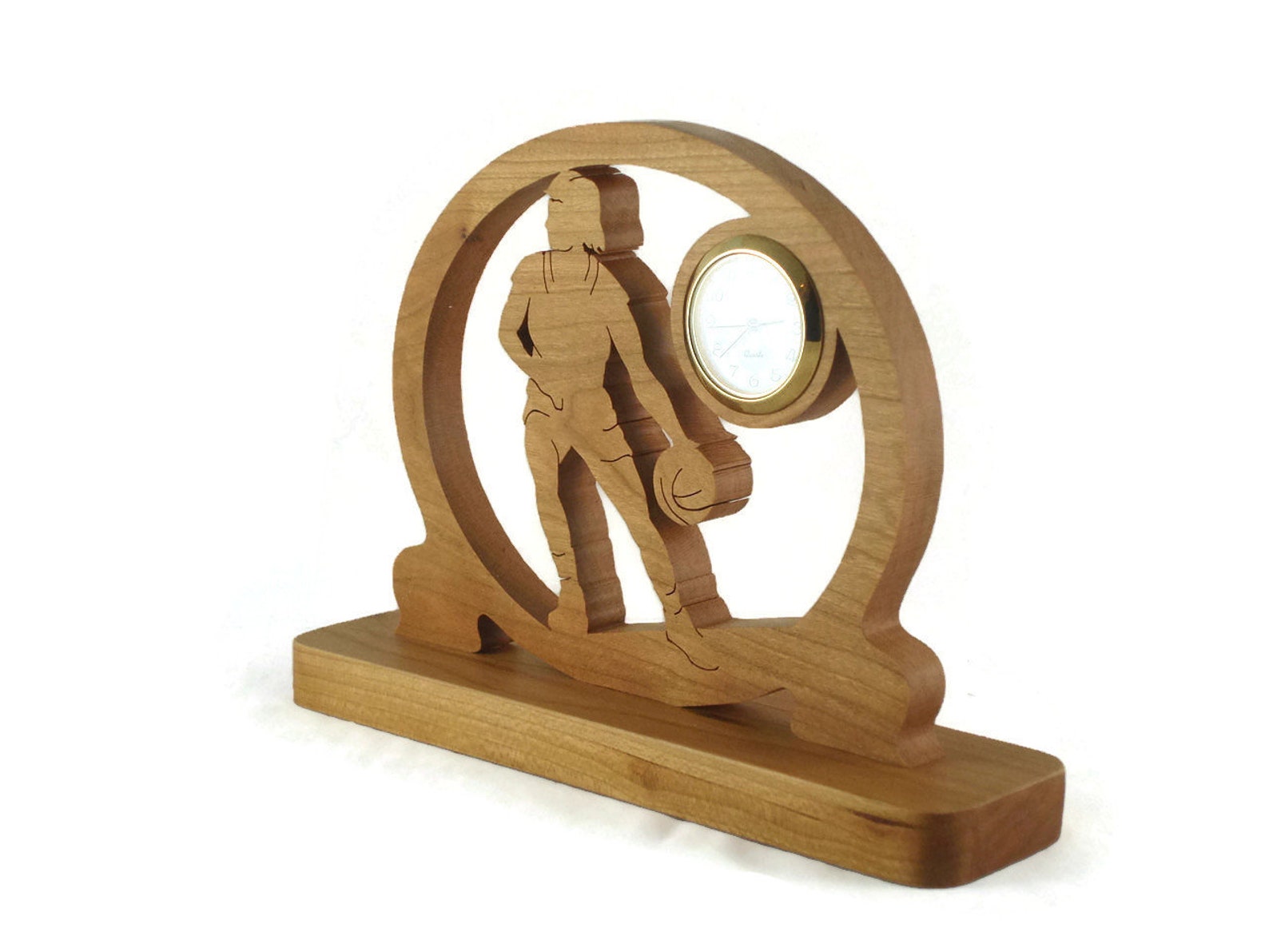 Basketball Desk Clock Handcrafted From Cherry Wood NFB1 Etsy