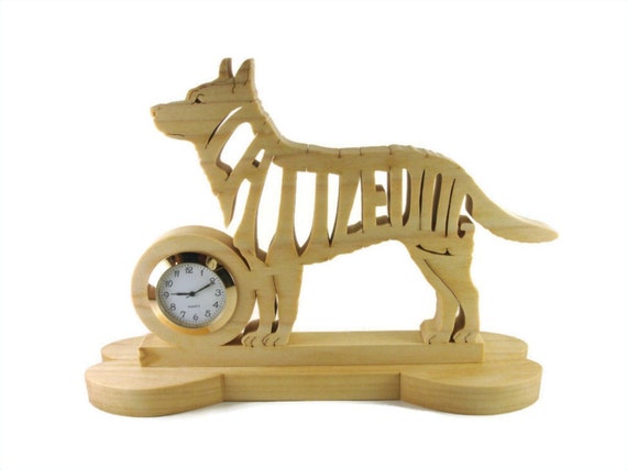 Australian Cattle Dog Quartz Desk Clock Handcrafted From Poplar Lumber By KevsKrafts
