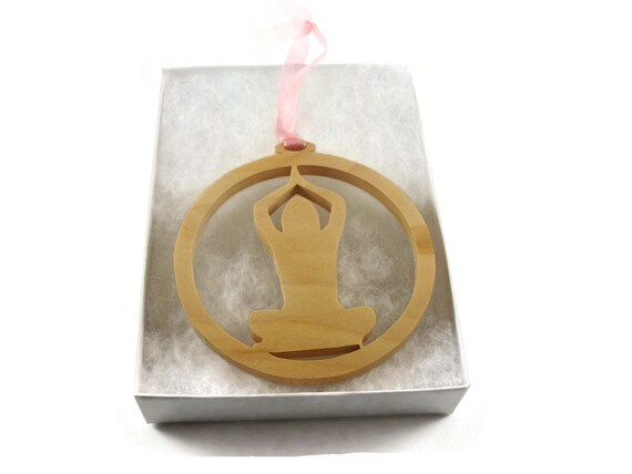 Yoga Christmas Ornament Cut By Hand From Cherry Wood By KevsKrafts