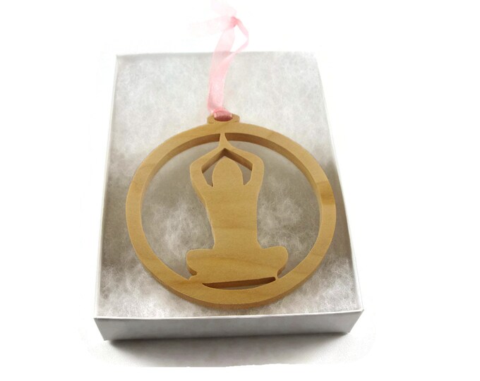 Yoga Christmas Ornament Cut By Hand From Cherry Wood By KevsKrafts