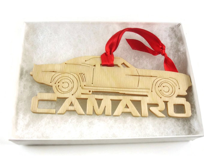 Classic Camaro Muscle Car Christmas Ornament Handmade From Birch Wood By KevsKrafts BN-7
